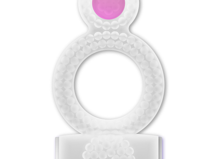 Weißer silikonring casual love mit pinkem knopfdruck und perlenmuster für doppelte genuss transparente ringe
