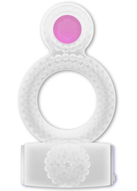 Weißer silikonring casual love mit pinkem knopfdruck und perlenmuster für doppelte genuss transparente ringe