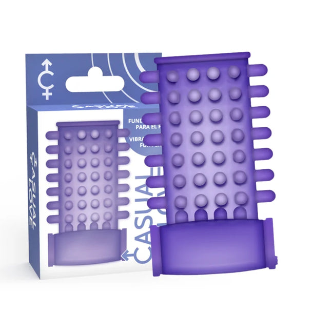 Lilafarbener silikon-vibrator mit abgerundeten vorsprüngen und gerillten seiten von casual love ring lilac vibrator penis abdeckung