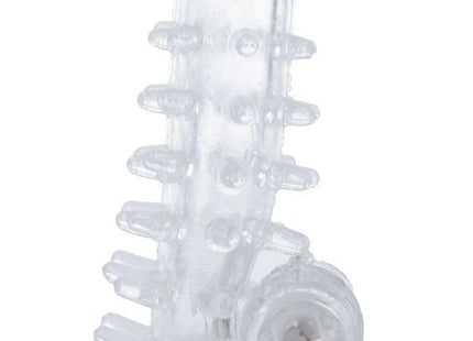Transparentes silikonspielzeug casual love ring vibrator mit segmentiertem, geripptem design und abgerundetem fuß