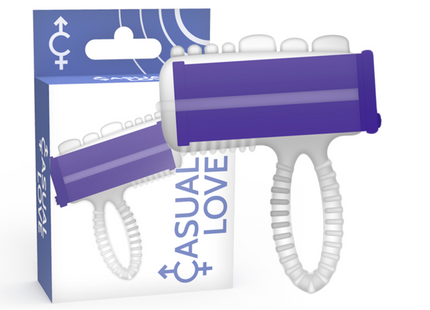 Lilac tongue ring vibrator aus silikon in lila und weiß mit pistolendesign und strukturiertem griff