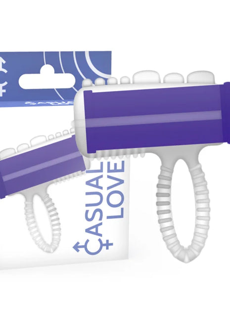 Lilac tongue ring vibrator aus silikon in lila und weiß mit pistolendesign und strukturiertem griff