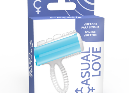 Casual love ringzunge vibrierend blau ist ein hellblauer und weißer zungenvibrator mit strukturierter segmentierter oberfläche