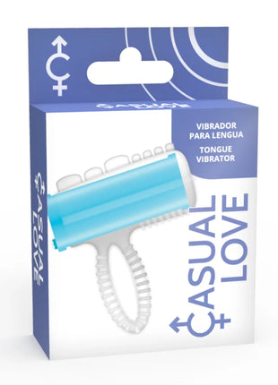 Casual love ringzunge vibrierend blau ist ein hellblauer und weißer zungenvibrator mit strukturierter segmentierter oberfläche