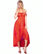 Rote spitzen- und transparente overlay nachtwäsche mit hohem-tiefer saum chilirose cr 3716 rosa s/m