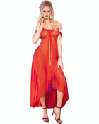 Rote spitzen- und transparente overlay nachtwäsche mit hohem-tiefer saum chilirose cr 3716 rosa s/m