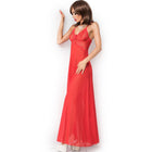 Rote spitzen-babydoll chilirose cr 3883 mit neckholder und transparentem stoff in größe s/m