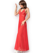 Rote spitzen-babydoll chilirose cr 3883 mit neckholder und transparentem stoff in größe s/m