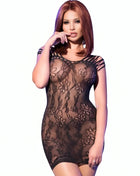 Schwarzes chilirose bodycon kleid mit floralen spitzenmustern und transparentem meshstoff