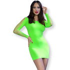 Chilirose cr 4617 kleid grün s m neon grün figurbetont mit langen ärmeln und waagerechten cut-outs