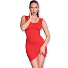Ein figurbetontes rotes kleid chilirose cr 4622 mit ärmellosem design und seitlichen cutouts