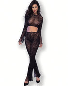 CHILIROSE – CR 4648 Nahtloses Top & Hose Set - Onesize - Black - Dessous-Sets