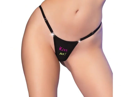 CHILIROSE CR 4836 Thong „Kiss Me & F*ck Me“ schwarz - S/M / kiss me - Tanga