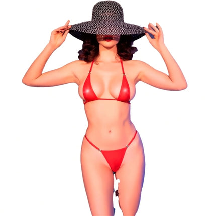 CHILIROSE CR 4840 Mikrobikini schwarz & rot - S/M / Red - Bikinis