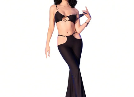 CHILIROSE - SCHWARZES SEXY TÜLL SET MIT GOLDENEN ACCESSOIRES - Top & Hose