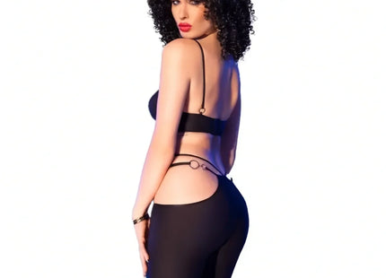 CHILIROSE - SCHWARZES SEXY TÜLL SET MIT GOLDENEN ACCESSOIRES - Top & Hose