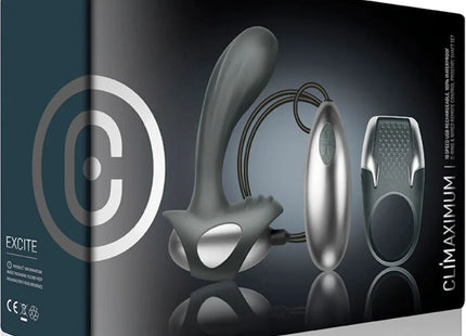 CLIMAXIMUM - EXCITE KIT COCK RING + DRAHT-PROSTATAMASSAGEGERÄT - Prostata-Vibratoren
