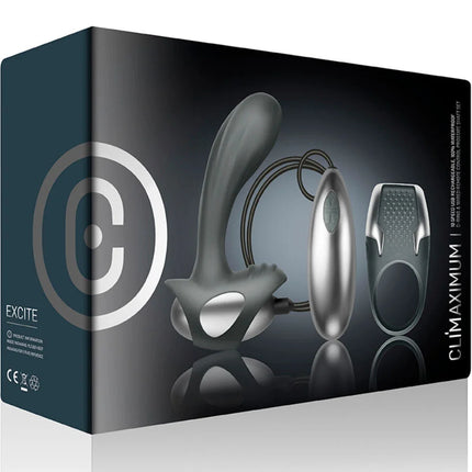 CLIMAXIMUM - EXCITE KIT COCK RING + DRAHT-PROSTATAMASSAGEGERÄT - Prostata-Vibratoren