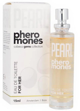 Klare glasflasche cobeco pearl pheromones eau de parfum für sie 15 ml mit elegantem design
