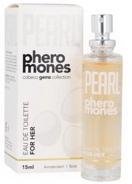 Klare glasflasche cobeco pearl pheromones eau de parfum für sie 15 ml mit elegantem design