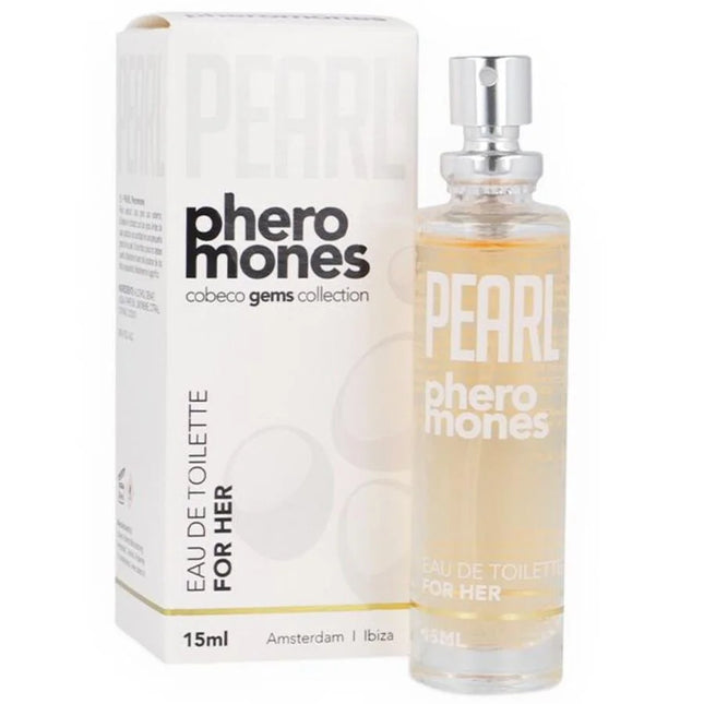 Klare glasflasche cobeco pearl pheromones eau de parfum für sie 15 ml mit elegantem design