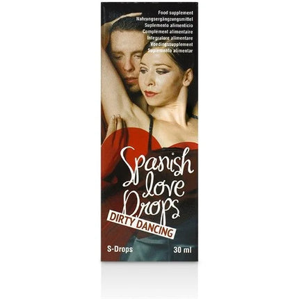 Cobeco spanische love drops dirty dancing 30 ml flasche mit schwarzem und rotem etikett für sexuelle leistungsfähigkeit