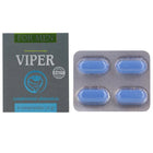 Blaue ovalförmige vipertabletten in silberner blisterpackung neben grauer und grüner cobeco-verpackung für ordnungsgemäßen funktion und vitamin b12