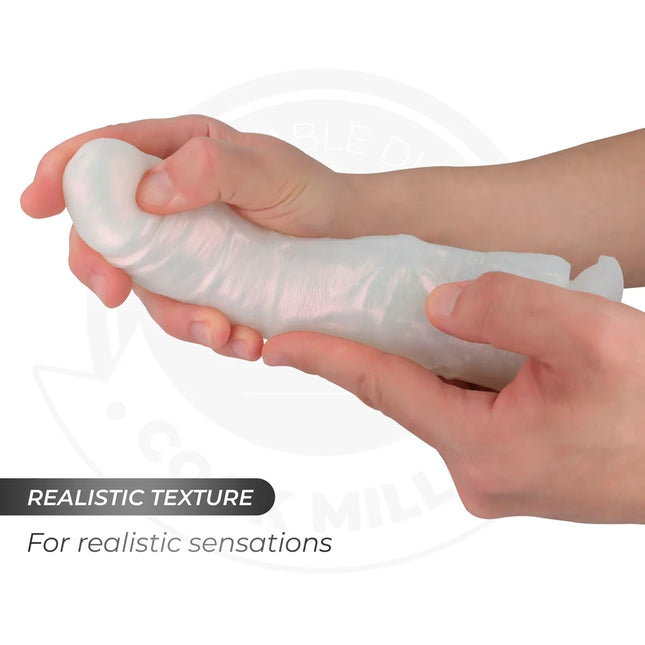 COCK MILLER - DILDO - SAUGNAPF LICHTERN UND VIBRATION - WEISS 19,5 CM - Vibratoren mit Saufnapf