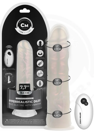 COCK MILLER - DILDO - SAUGNAPF LICHTERN UND VIBRATION - WEISS 19,5 CM - Vibratoren mit Saufnapf