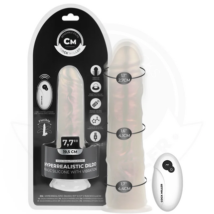 COCK MILLER - DILDO - SAUGNAPF LICHTERN UND VIBRATION - WEISS 19,5 CM - Vibratoren mit Saufnapf