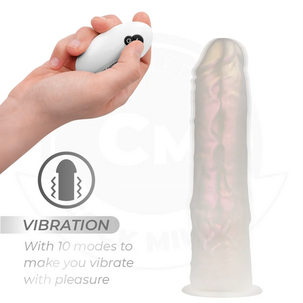 COCK MILLER - DILDO - SAUGNAPF LICHTERN UND VIBRATION - WEISS 19,5 CM - Vibratoren mit Saufnapf