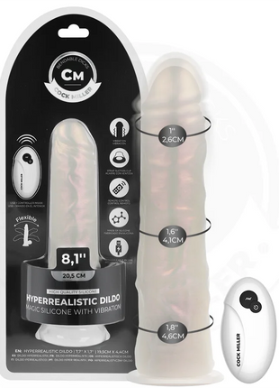 COCK MILLER - DILDO - SAUGNAPF LICHTERN UND VIBRATION - WEISS 20,5 CM - Vibratoren mit Saufnapf