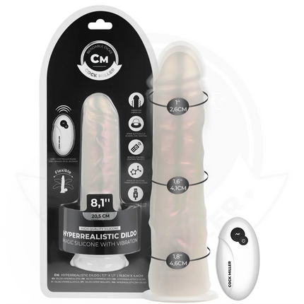 COCK MILLER - DILDO - SAUGNAPF LICHTERN UND VIBRATION - WEISS 20,5 CM - Vibratoren mit Saufnapf
