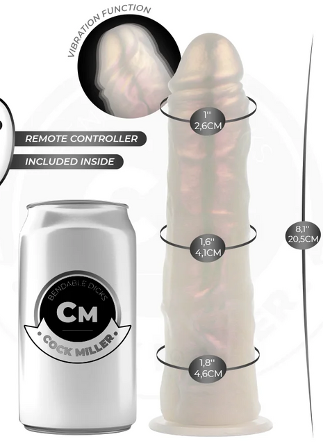 COCK MILLER - DILDO - SAUGNAPF LICHTERN UND VIBRATION - WEISS 20,5 CM - Vibratoren mit Saufnapf