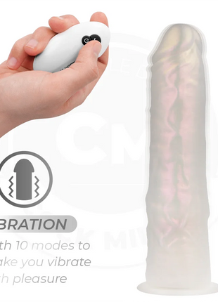 COCK MILLER - DILDO - SAUGNAPF LICHTERN UND VIBRATION - WEISS 20,5 CM - Vibratoren mit Saufnapf