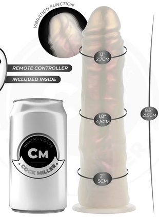 COCK MILLER - DILDO - SAUGNAPF LICHTERN UND VIBRATION - WEISS 21,5 CM - Vibratoren mit Saufnapf