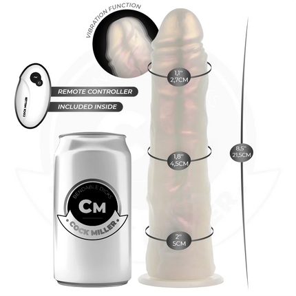 COCK MILLER - DILDO - SAUGNAPF LICHTERN UND VIBRATION - WEISS 21,5 CM - Vibratoren mit Saufnapf