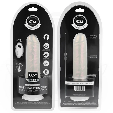 COCK MILLER - DILDO - SAUGNAPF LICHTERN UND VIBRATION - WEISS 21,5 CM - Vibratoren mit Saufnapf