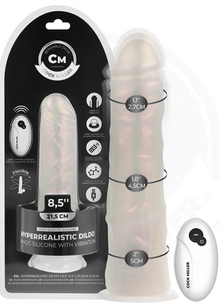 COCK MILLER - DILDO - SAUGNAPF LICHTERN UND VIBRATION - WEISS 21,5 CM - Vibratoren mit Saufnapf