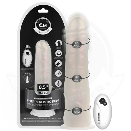COCK MILLER - DILDO - SAUGNAPF LICHTERN UND VIBRATION - WEISS 21,5 CM - Vibratoren mit Saufnapf
