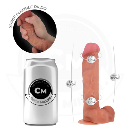 COCK MILLER - HYPERREALISTISCHER FLEXIBLER DILDO - 14,8 CM - Dildo mit Saugnapf