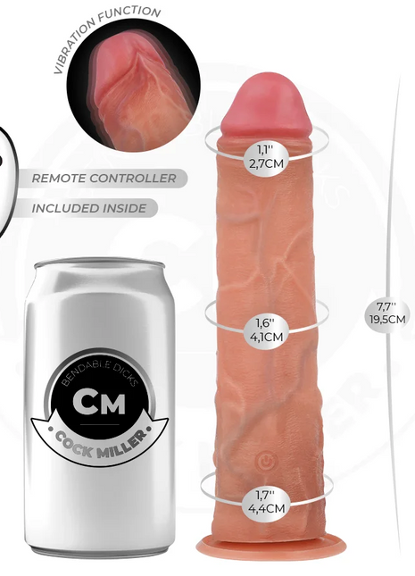 COCK MILLER - REALISTISCHER DILDO - SAUGNÄPFEN UND VIBRATION - 19,5 CM - Vibratoren mit Saufnapf