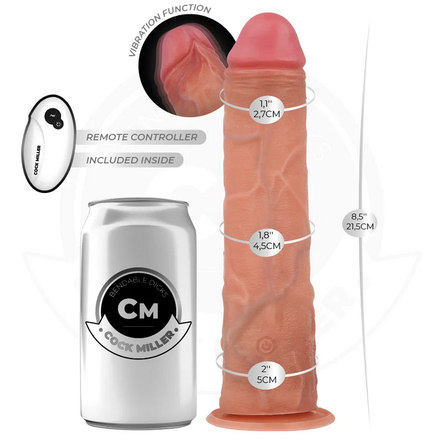 COCK MILLER - REALISTISCHER DILDO - SAUGNÄPFEN UND VIBRATION - 21,5 CM - Vibratoren mit Saufnapf