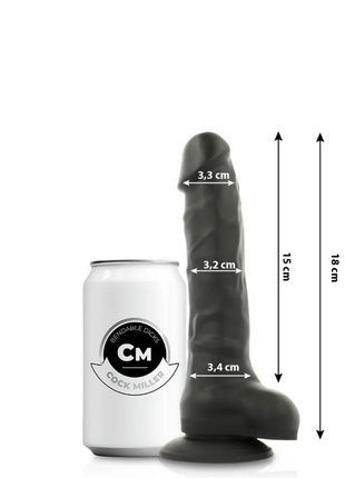 COCK MILLER - SILIKON DICHTE COCKSIL ARTIKULIERBAR SCHWARZ 18 CM - Dildo mit Saugnapf
