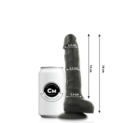 COCK MILLER - SILIKON DICHTE COCKSIL ARTIKULIERBAR SCHWARZ 18 CM - Dildo mit Saugnapf