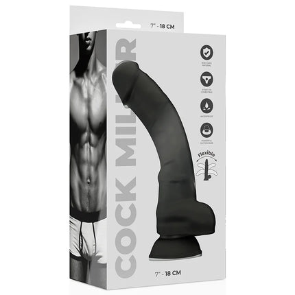 COCK MILLER - SILIKON DICHTE COCKSIL ARTIKULIERBAR SCHWARZ 18 CM - Dildo mit Saugnapf