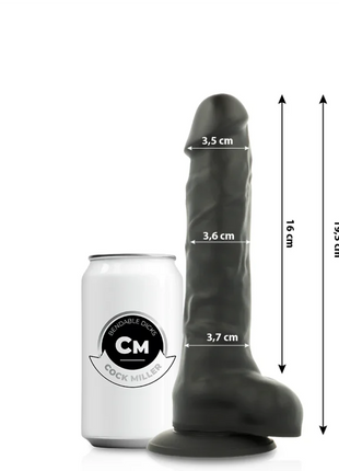 COCK MILLER - SILIKON DICHTE COCKSIL FLEXIBEL - SCHWARZ 19,5 CM - Dildo mit Saugnapf