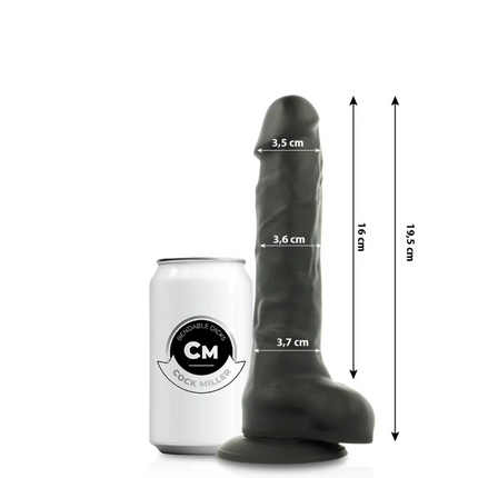 COCK MILLER - SILIKON DICHTE COCKSIL FLEXIBEL - SCHWARZ 19,5 CM - Dildo mit Saugnapf