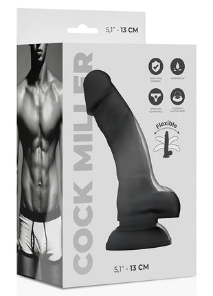 COCK MILLER - SILIKON DICHTE COCKSIL - SCHWARZ 13 CM - Dildo mit Saugnapf