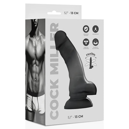 COCK MILLER - SILIKON DICHTE COCKSIL - SCHWARZ 13 CM - Dildo mit Saugnapf